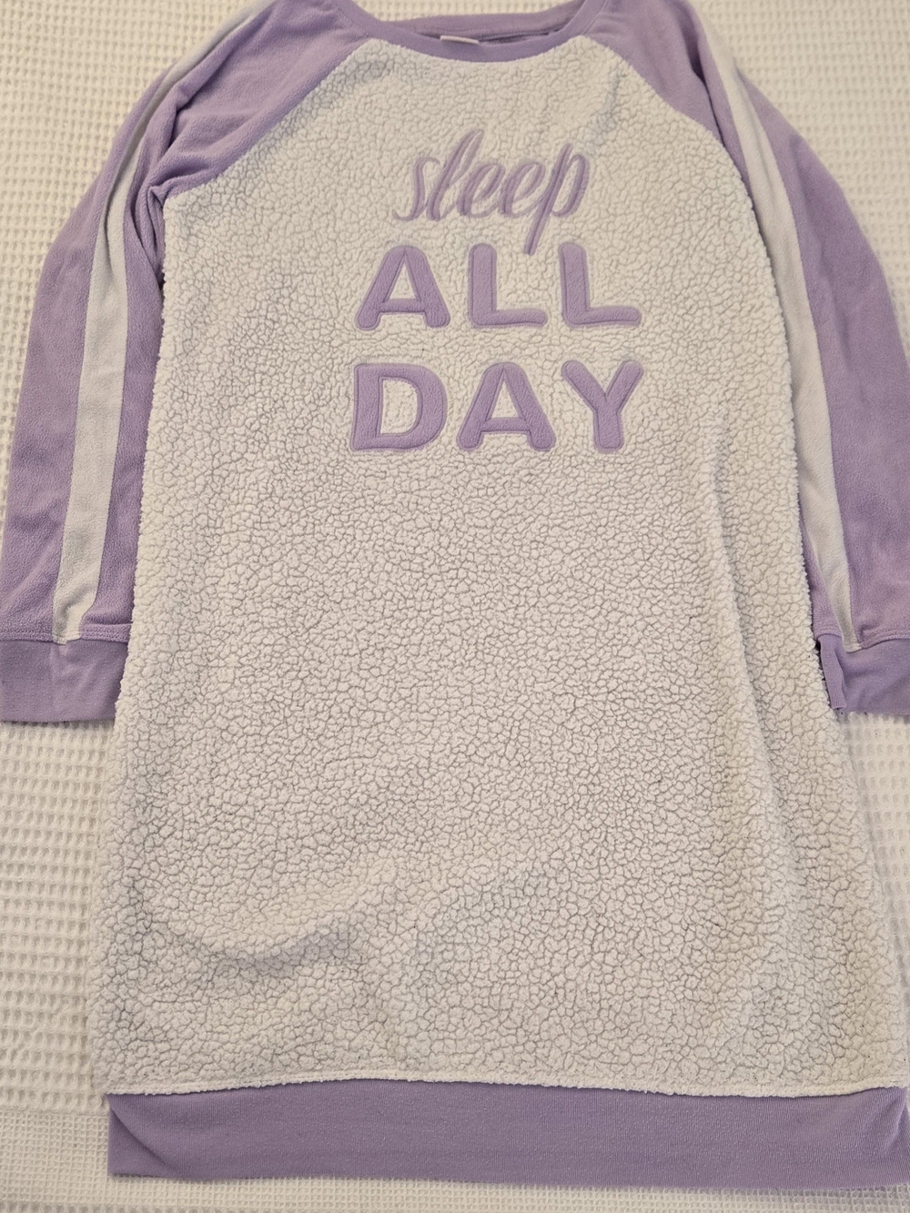 Cat & Jack Lavender and Cream 'Sleep All Day' Fleece Pajama Nightgown Size 14/16